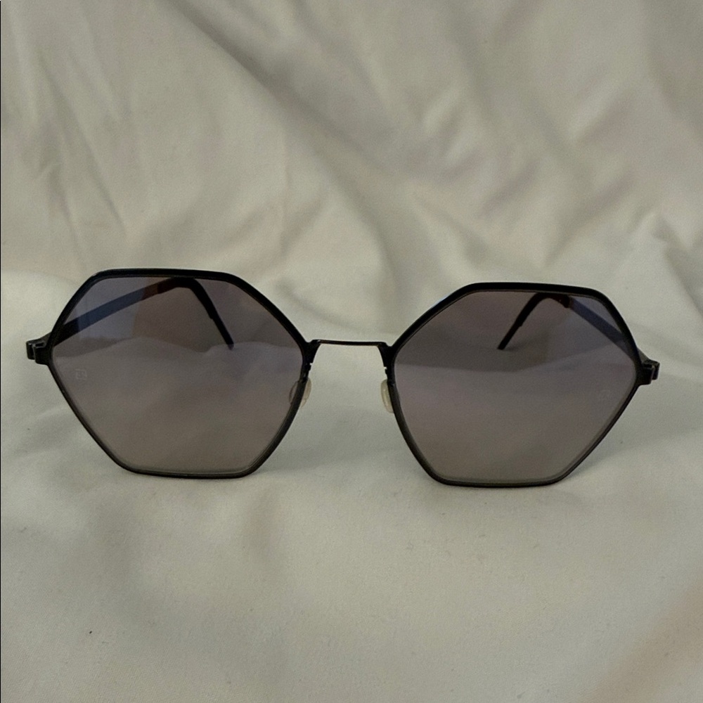 Lindberg Hexagonal Black Sunglasses